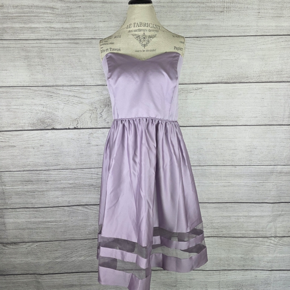 Alfred Angelo Lavender Lilac Strapless Dress with Sheer Hem 7368SW